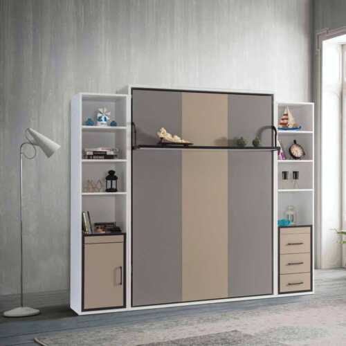 Lit escamotable luxul | Armoire lit escamotable vertical 2 places gris anthracite 1