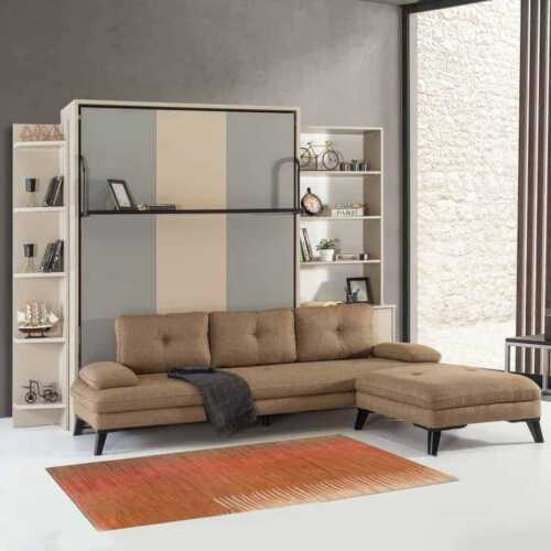 Lit escamotable luxul | Armoire lit escamotable vertical XL 2 places avec canape chambre salon 03