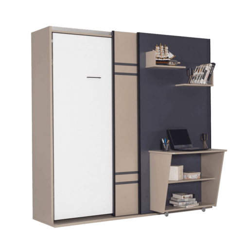 Lit escamotable luxul | Lit escamotable combine 3 en 1 avec penderie et bureau ensemble 2 1