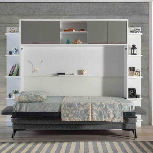 Lit escamotable luxul | Lit escamotable horizontal 2 places lit ouvert