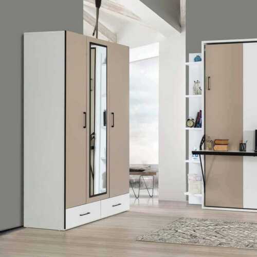 Lit escamotable luxul | armoire 3 portes avec penderie avec lit escomontable