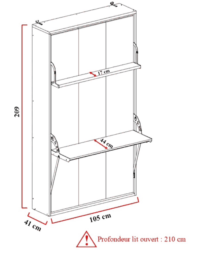 Armoire lit escamotable verticale 1 place