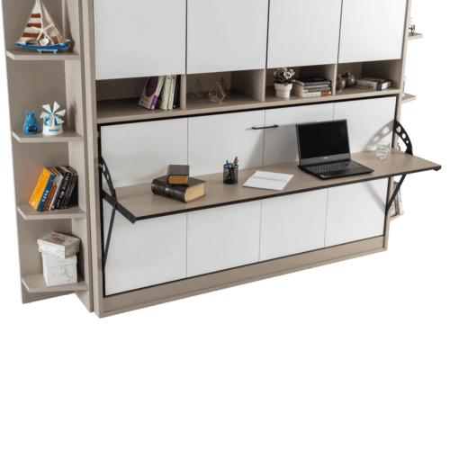 Lit escamotable luxul | lit escamotable horizontal optimal 1 place avec armoire sur meuble fermee detail