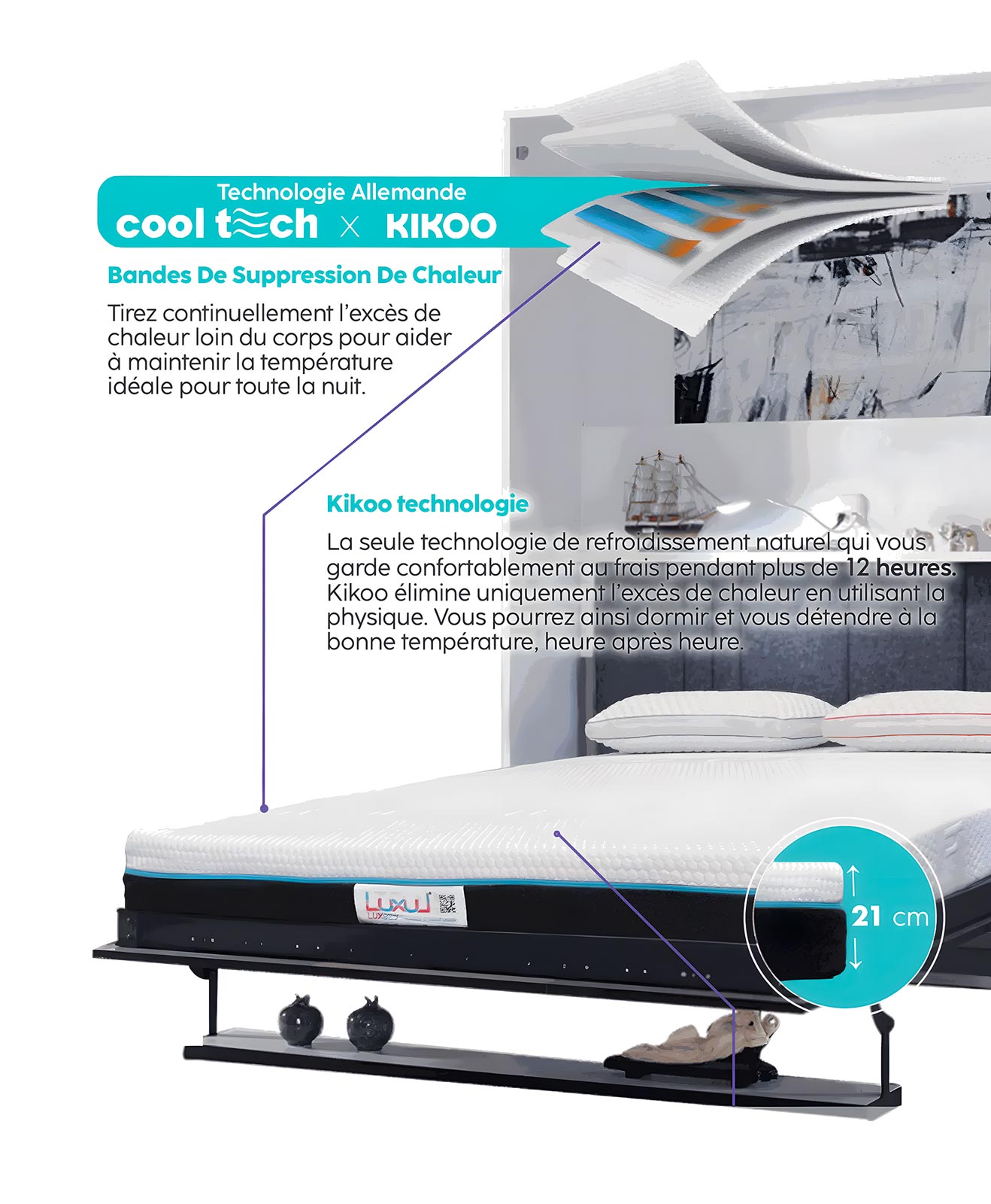 Lit escamotable luxul | lit escamotable avec matelas